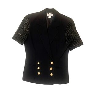 Clips Silk Satin Lace Pearl Button Jacket Top Size 4 Made in Italy